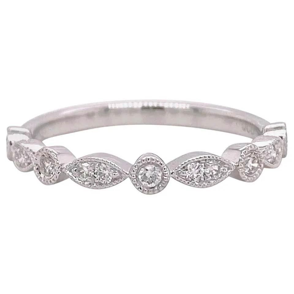 Diamond Millgrain Stackable Ring