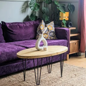 DOJO: Oval Reclaimed Coffee Table With Hairpin Legs