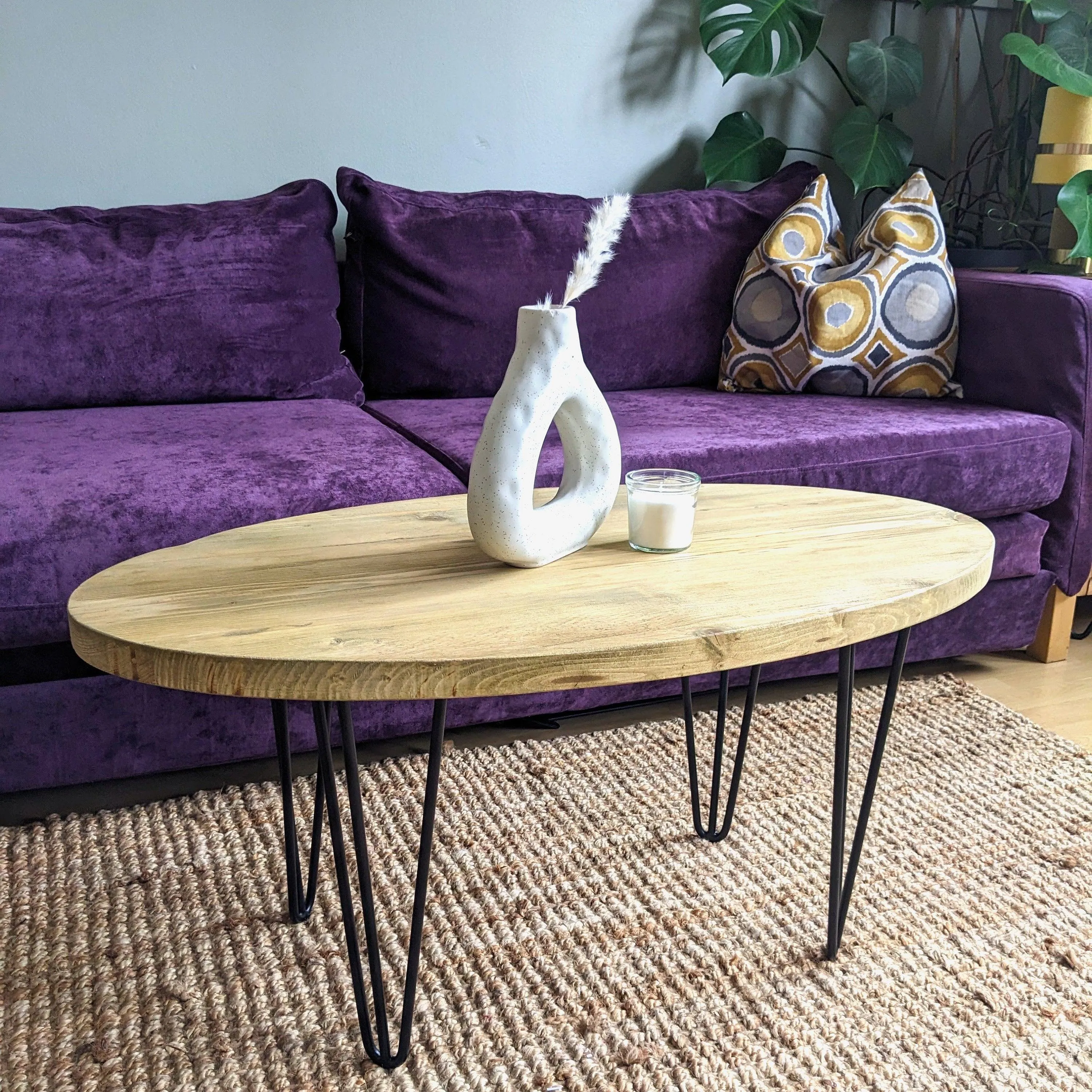 DOJO: Oval Reclaimed Coffee Table With Hairpin Legs