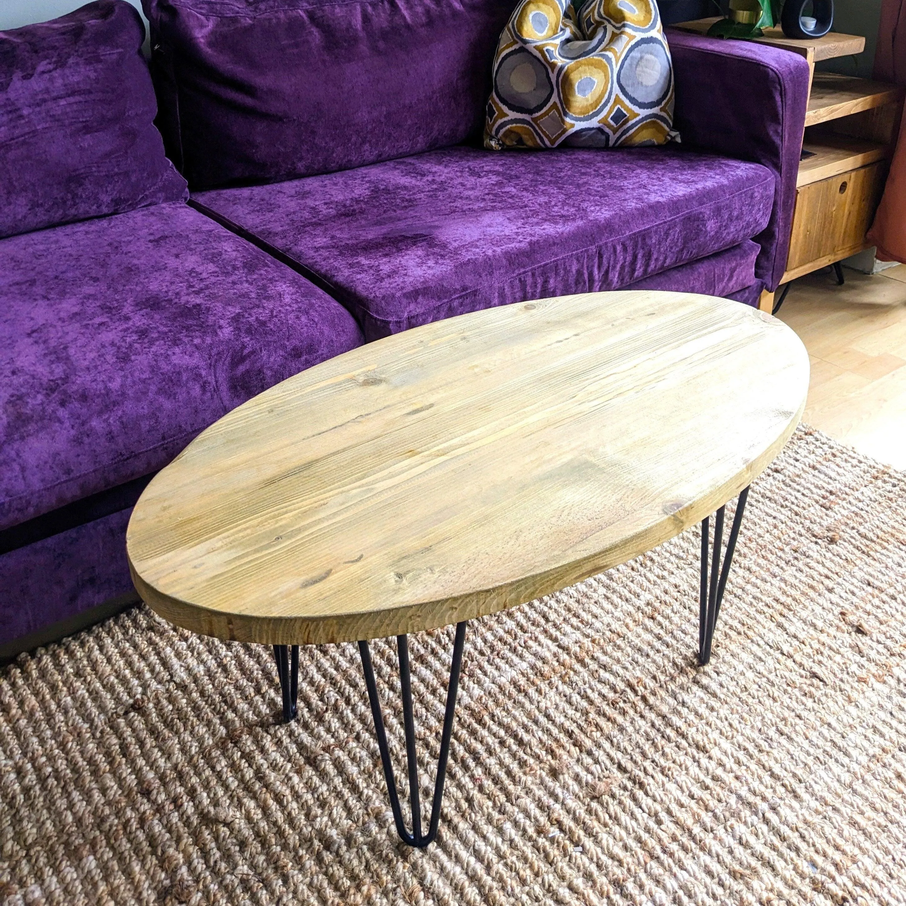 DOJO: Oval Reclaimed Coffee Table With Hairpin Legs