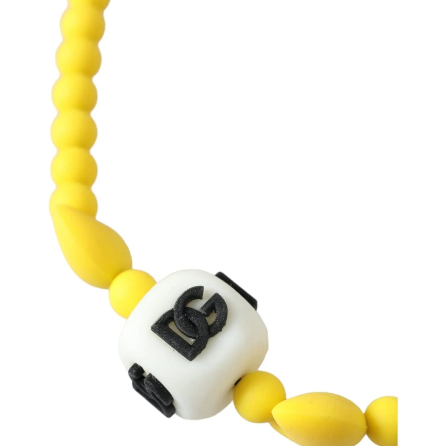 Dolce & Gabbana Yellow Beaded Chain DG Logo Charm Necklace