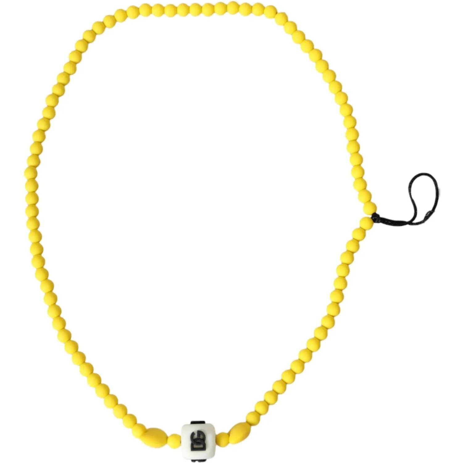 Dolce & Gabbana Yellow Beaded Chain DG Logo Charm Necklace