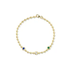 Double Bubble Bezel Blue Sapphire x Diamond x Emerald Bracelet