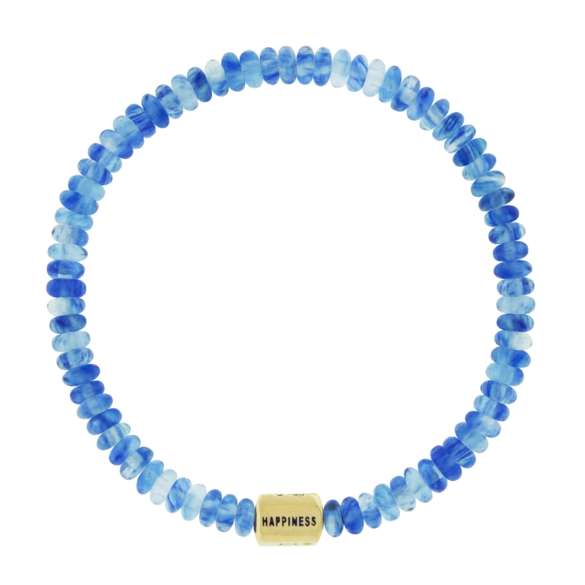 DOUBLE HAPPINESS Ingot on Blue Watermelon Bead Bracelet