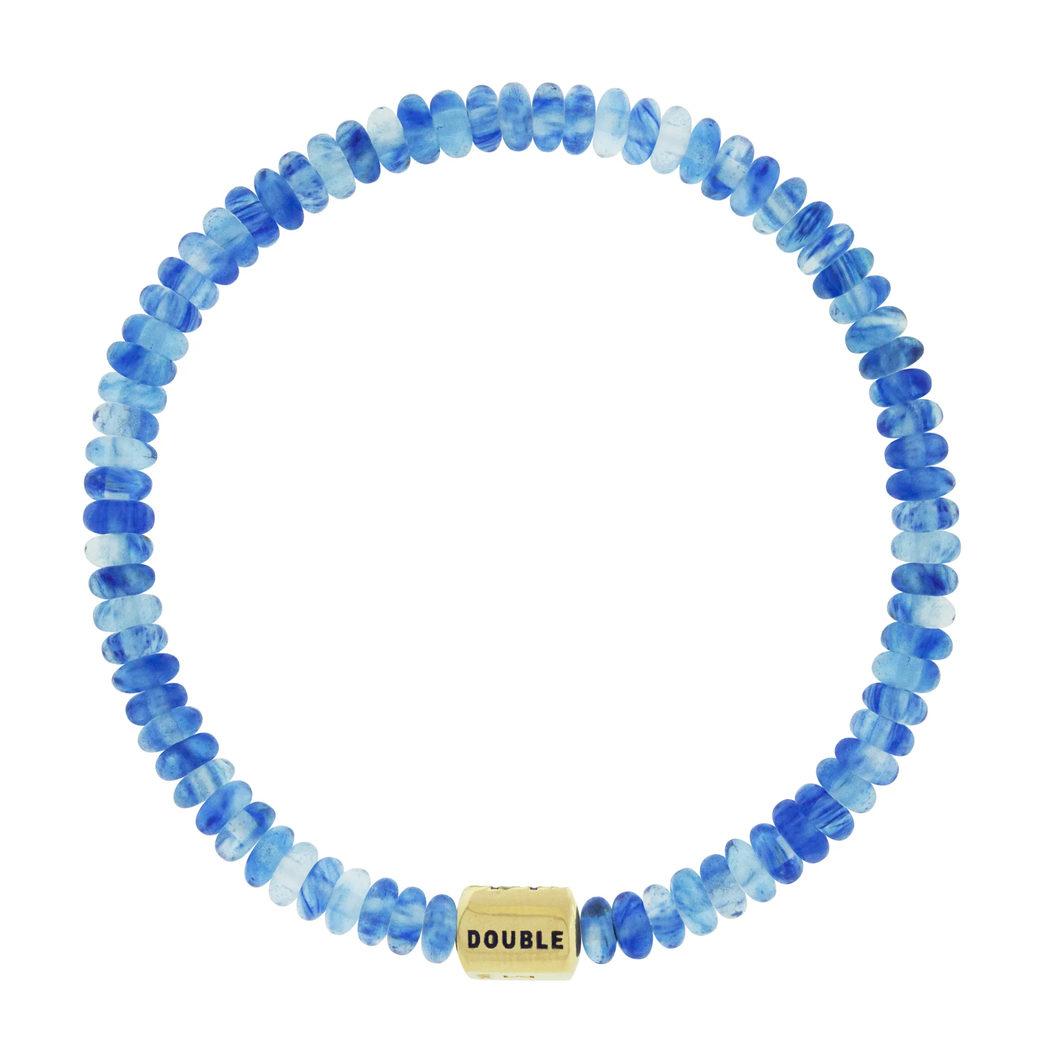 DOUBLE HAPPINESS Ingot on Blue Watermelon Bead Bracelet