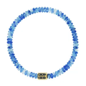 DOUBLE HAPPINESS Ingot on Blue Watermelon Bead Bracelet