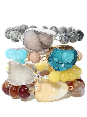 Druzy Gemstone Beaded Bracelet