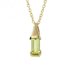 Elongated Green Peridot 9ct Yellow Gold Pendant GP1009G