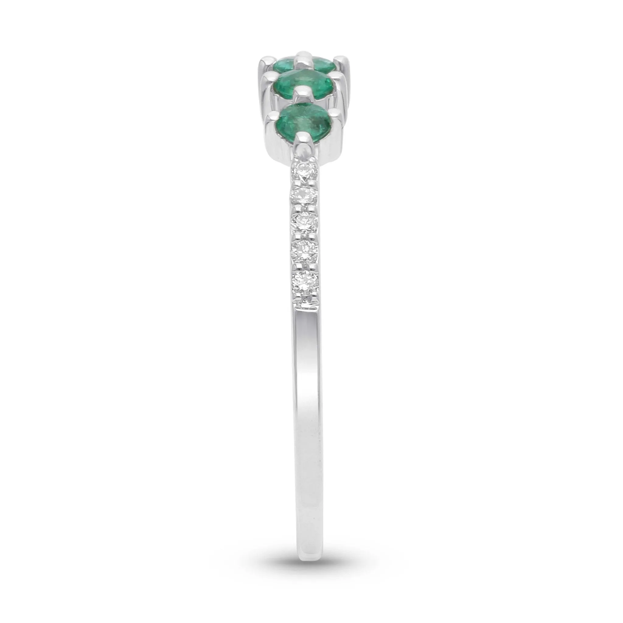 Emerald and Diamond Stackable Ring - WG