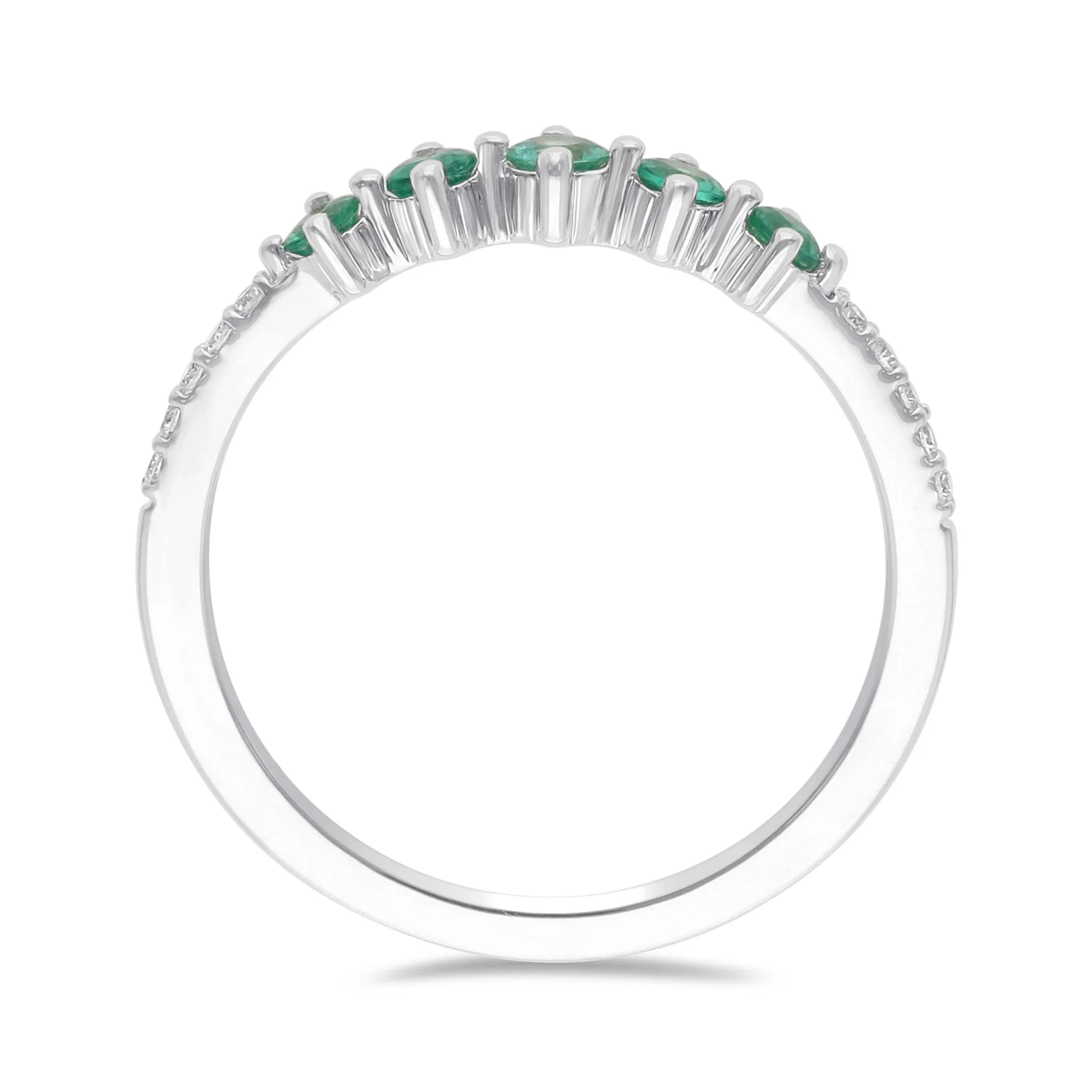 Emerald and Diamond Stackable Ring - WG