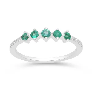 Emerald and Diamond Stackable Ring - WG