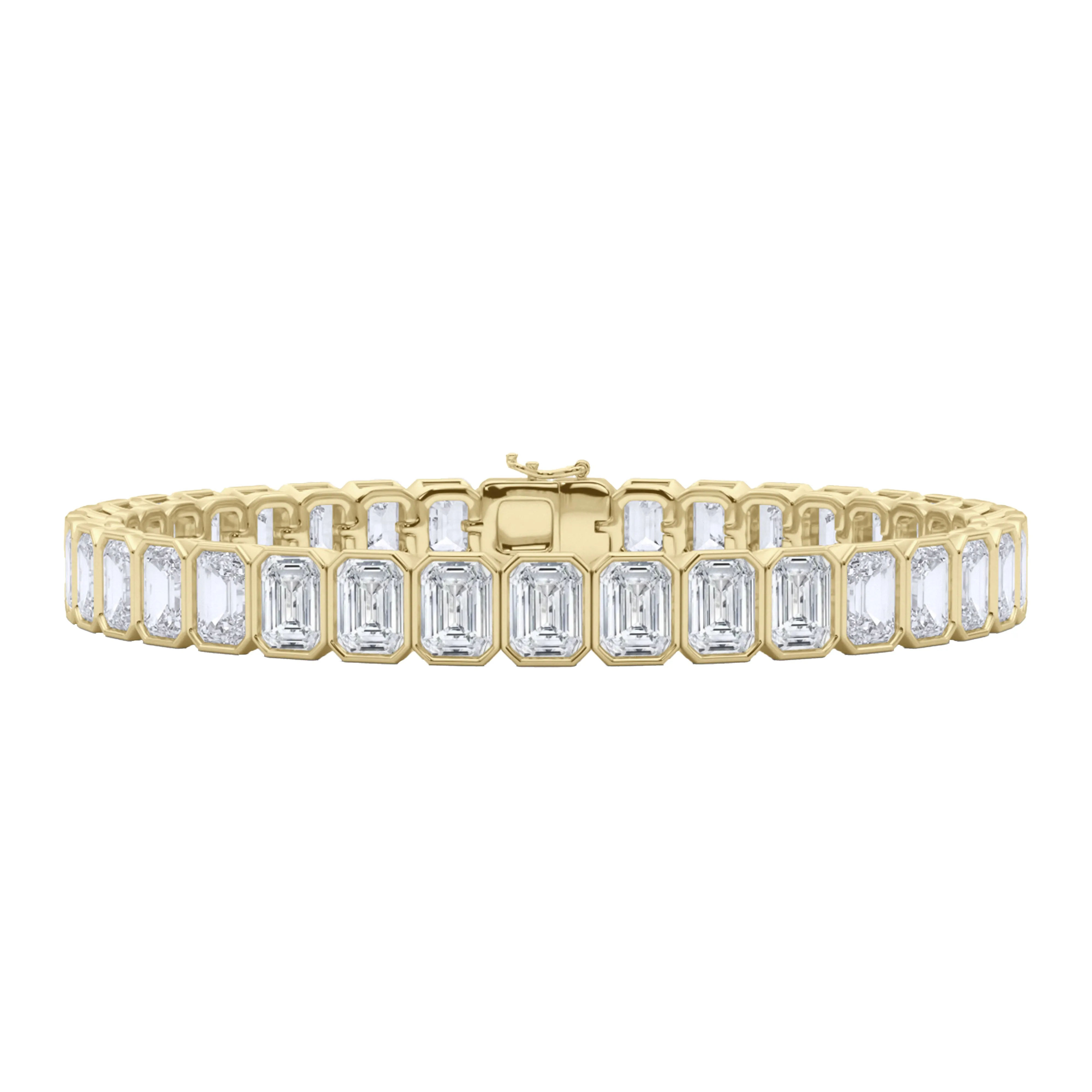 Emerald Cut Bezel Diamond Tennis Bracelet