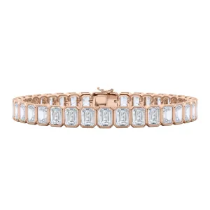 Emerald Cut Bezel Diamond Tennis Bracelet