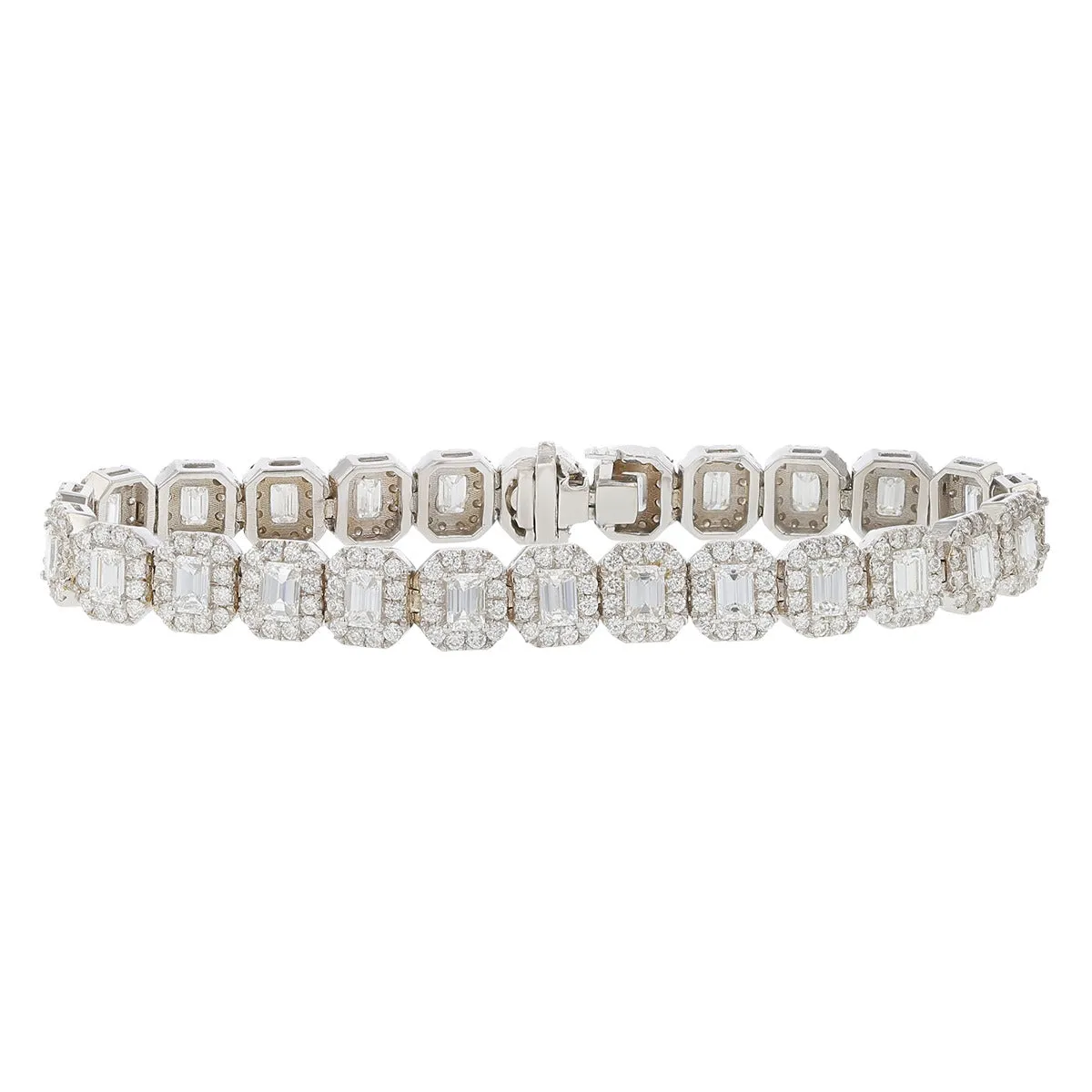 Emerald-cut Diamond Halo Bracelet