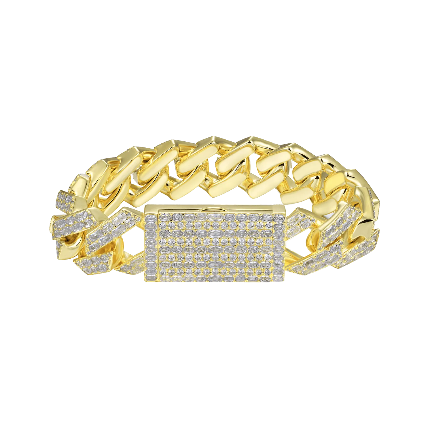 Emerald Cut Prong Cuban Link Bracelet