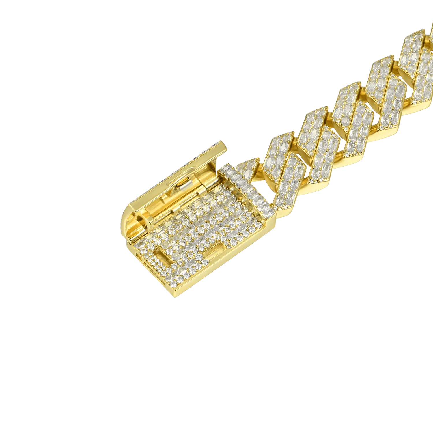 Emerald Cut Prong Cuban Link Bracelet