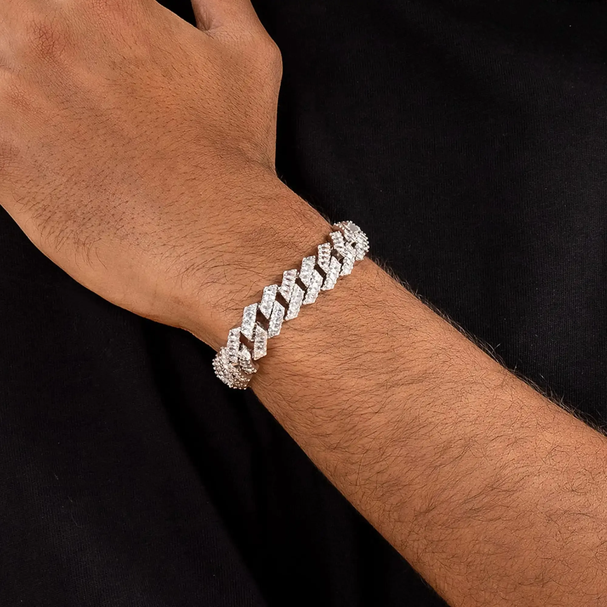 Emerald Cut Prong Cuban Link Bracelet