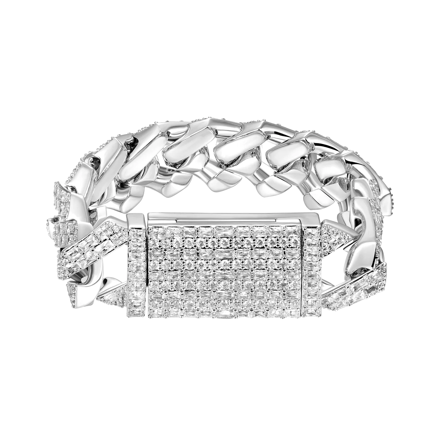 Emerald Cut Prong Cuban Link Bracelet