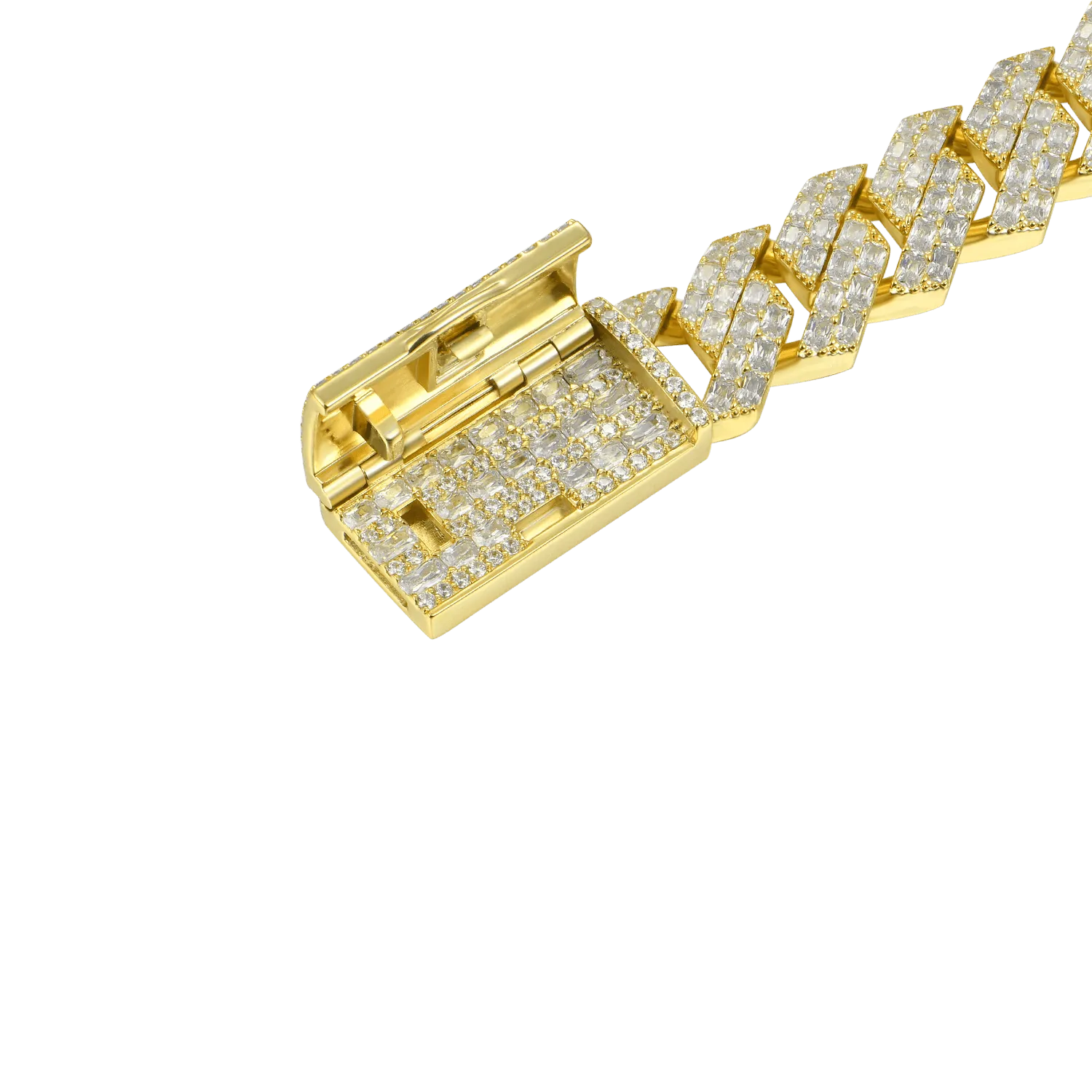 Emerald Cut Prong Cuban Link Bracelet