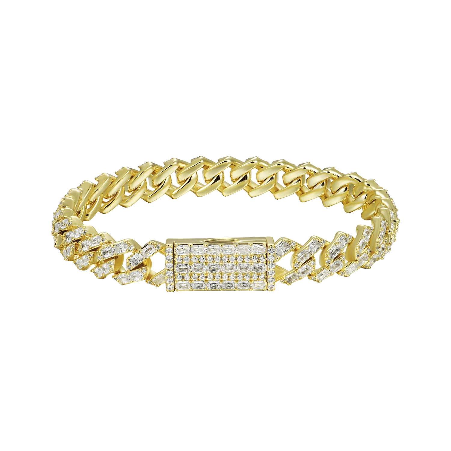 Emerald Cut Prong Cuban Link Bracelet