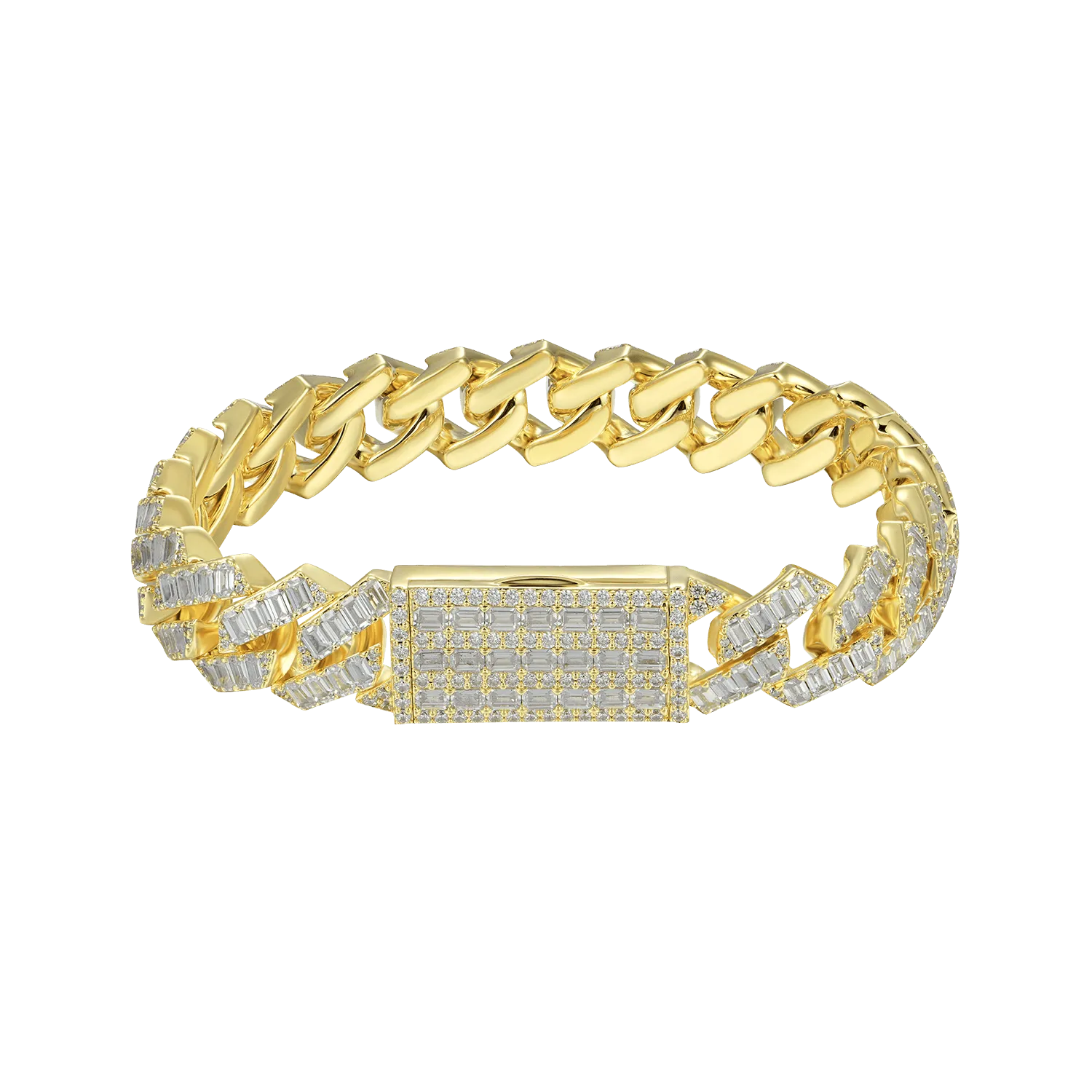 Emerald Cut Prong Cuban Link Bracelet