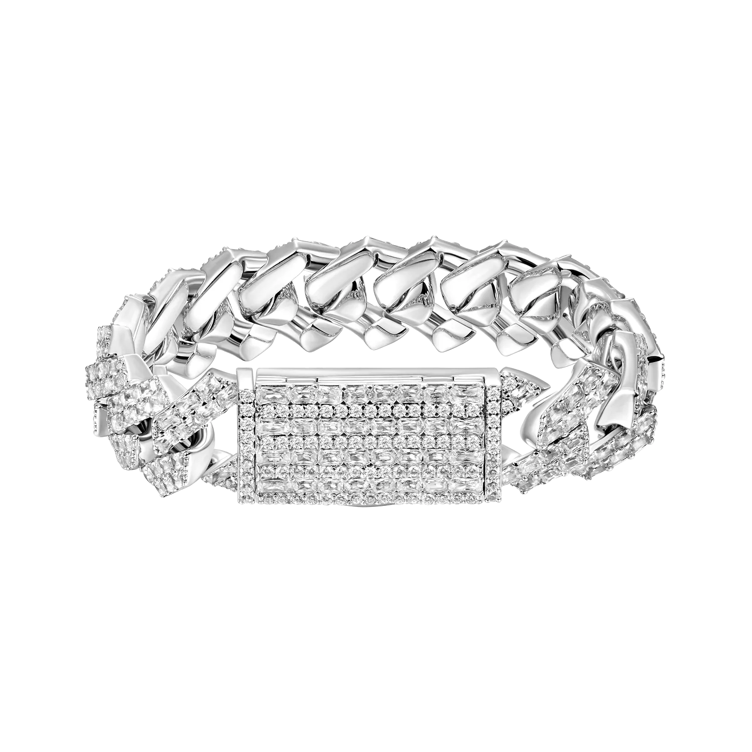 Emerald Cut Prong Cuban Link Bracelet