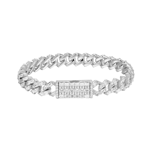 Emerald Cut Prong Cuban Link Bracelet