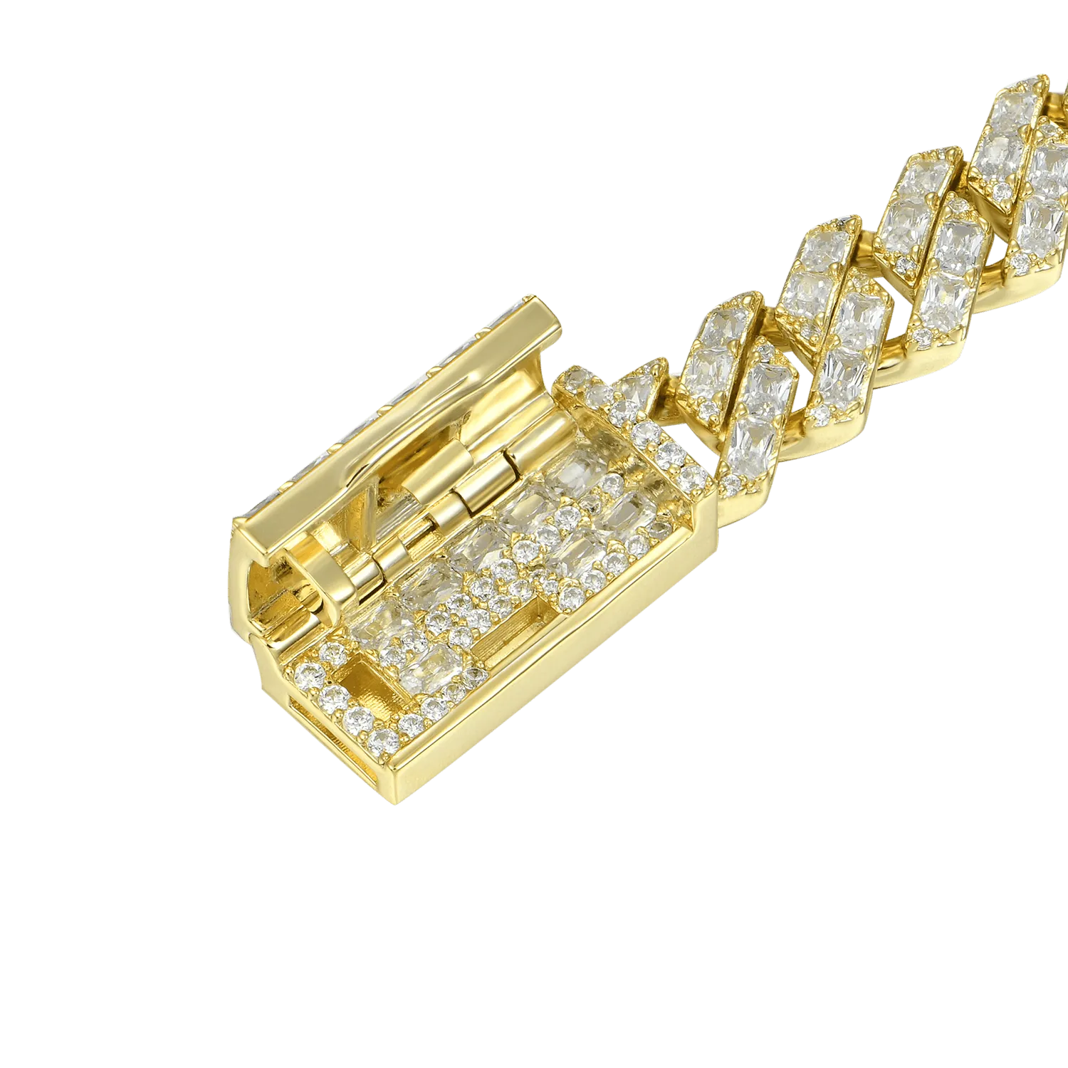 Emerald Cut Prong Cuban Link Bracelet