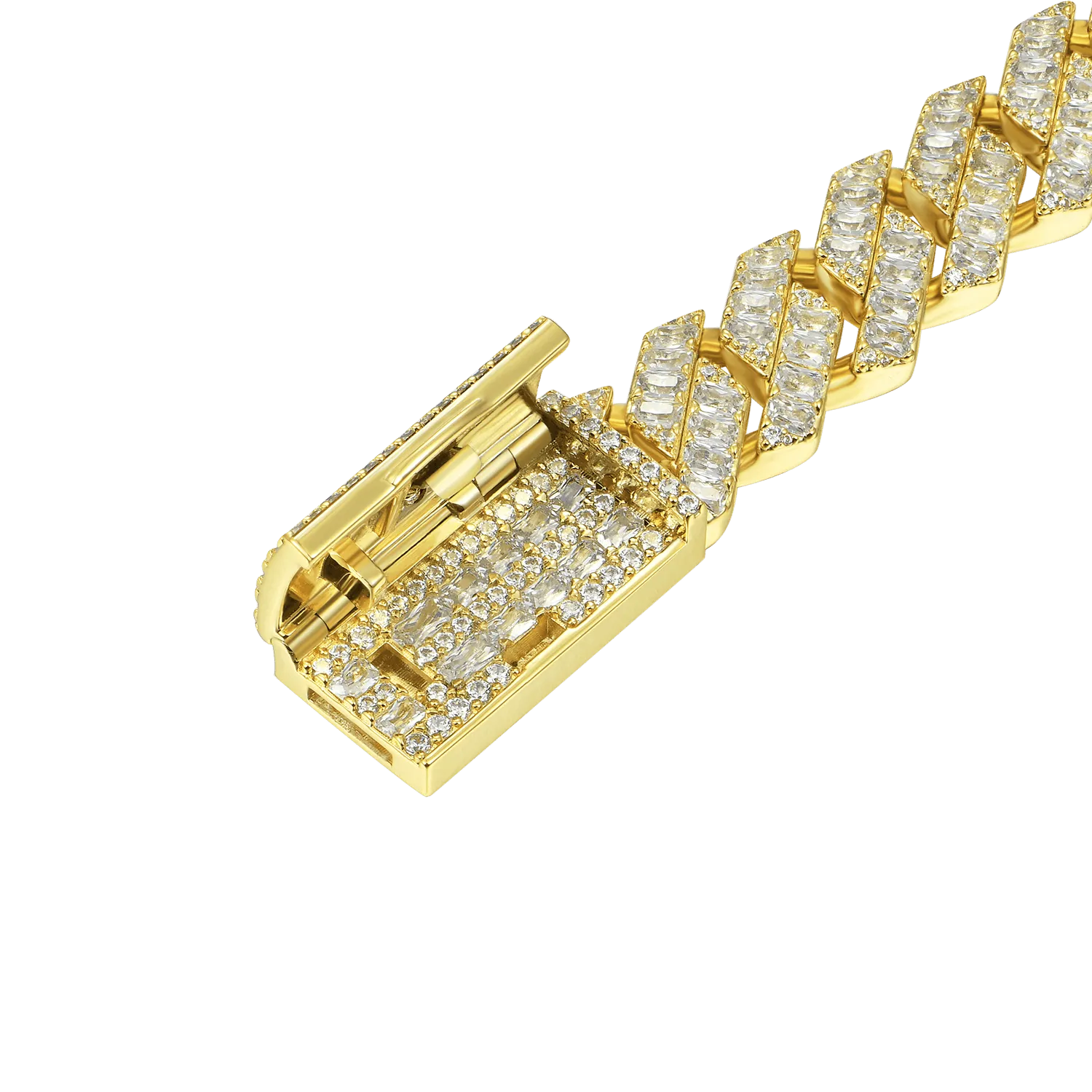 Emerald Cut Prong Cuban Link Bracelet