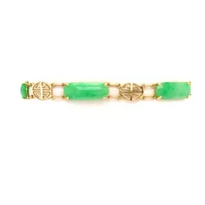 Estate Jadeite Bracelet in 14K Yellow Gold