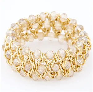 European And American Fashion All-match Woven Gorgeous Crystal Mix And Match Temperament Elastic Bracelet