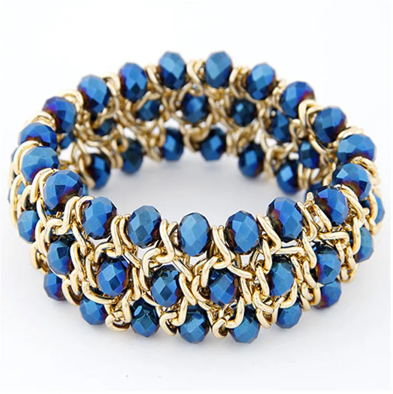 European And American Fashion All-match Woven Gorgeous Crystal Mix And Match Temperament Elastic Bracelet