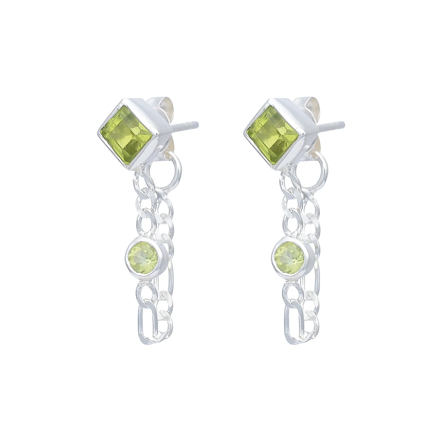 Evie Sterling Silver Green Peridot Studs