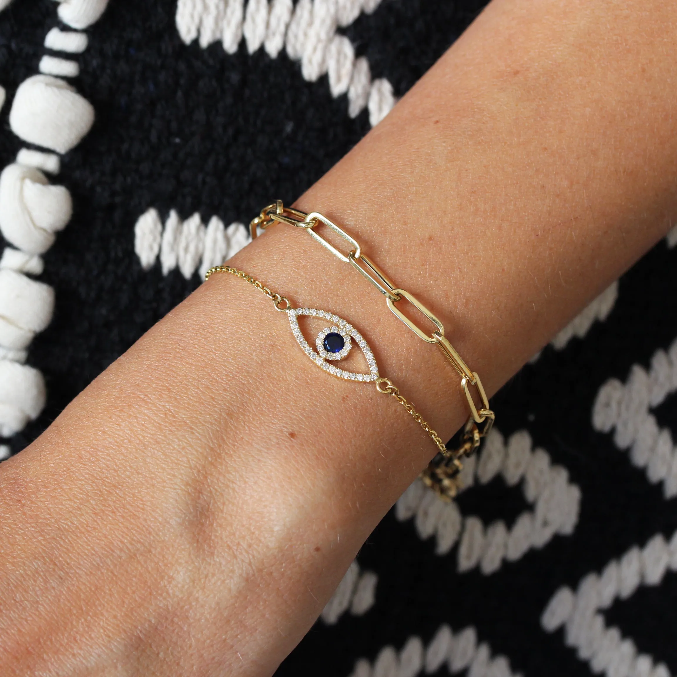 Evil Eye Sapphire, Ruby or Emerald & Diamonds Bracelet