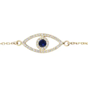 Evil Eye Sapphire, Ruby or Emerald & Diamonds Bracelet