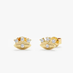 Eyelash Diamond Eye Stud Earrings, Lucinda