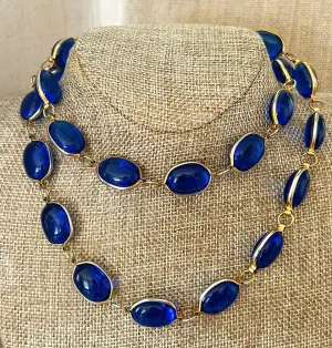 Fabulous vintage 90s blue Gripoix style beaded necklace.