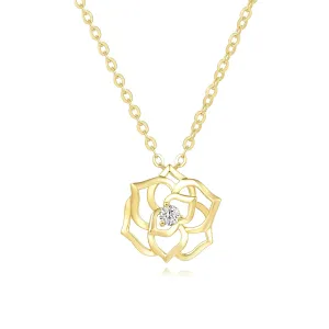 FANCIME "La Camellia" Camellia Flower 18K Solid Yellow Gold Necklace