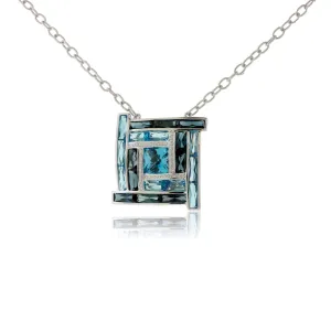 Fancy Cut Blue Topaz & Diamond Accented Pendant