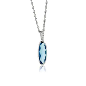 Fancy Cut London Blue Topaz & Diamond Pendant with Chain