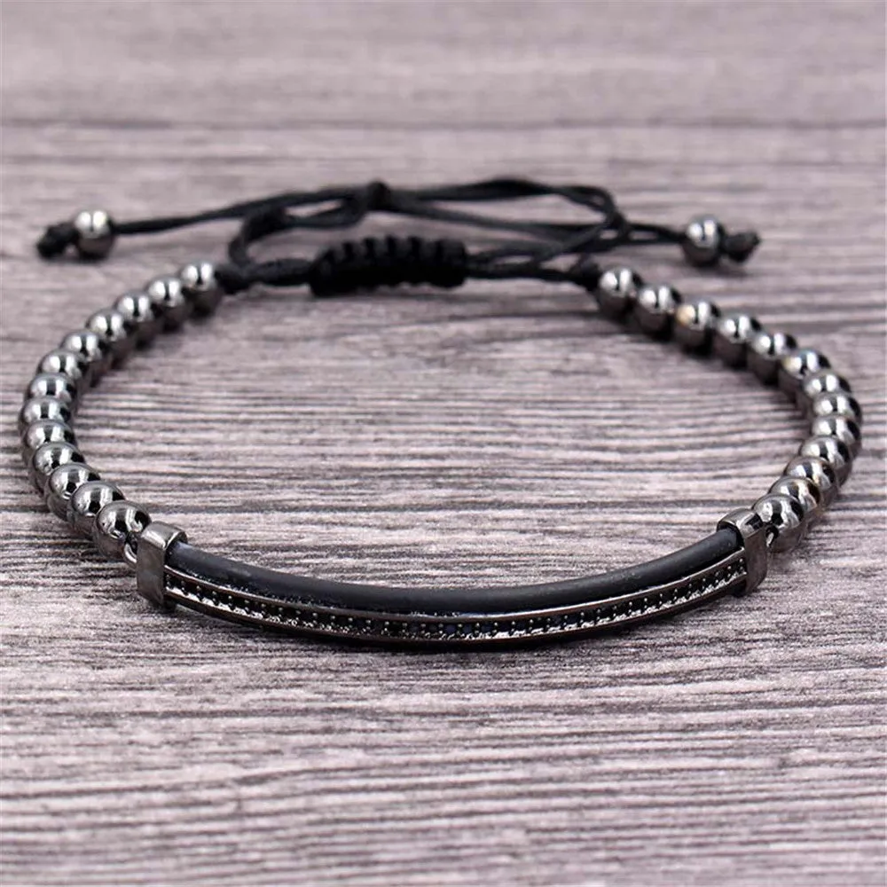 Fashion Simple Copper Bead Hand-woven Four-color Bracelet