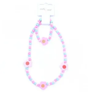 Flower Bead Necklace and Bracelet Set