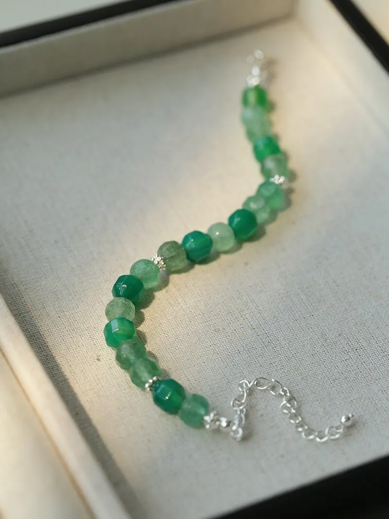 Fresh Green Strawberry Quartz Gemstone Beaded Bracelet