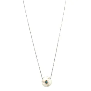 Freshwater Pearl & Blue Topaz Necklace - "Narcissus"