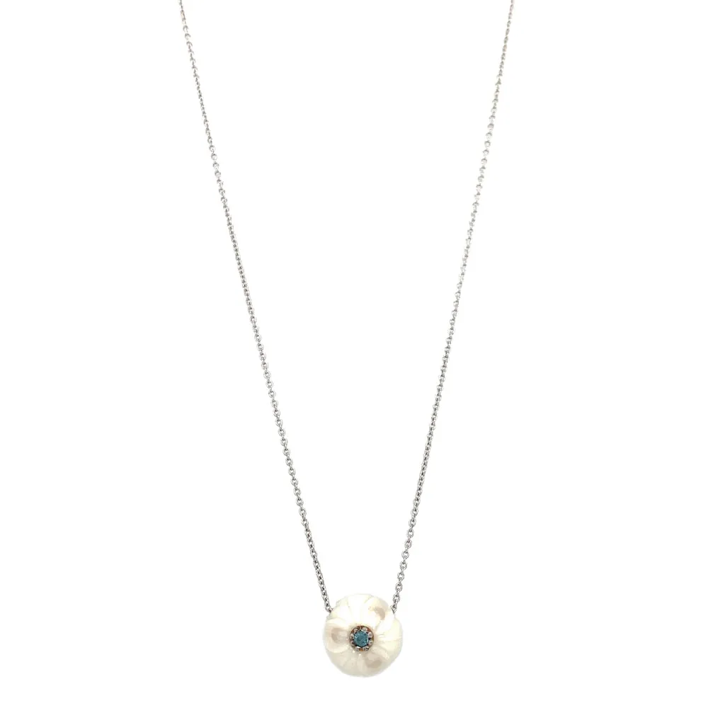 Freshwater Pearl & Blue Topaz Necklace - "Narcissus"