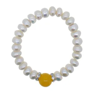 Freshwater Pearl Bracelet Yellow Natural Stone