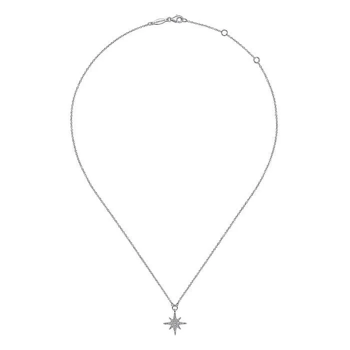 Gabriel 14K White Gold Diamond Starburst Pendant Necklace NK4847W45JJ