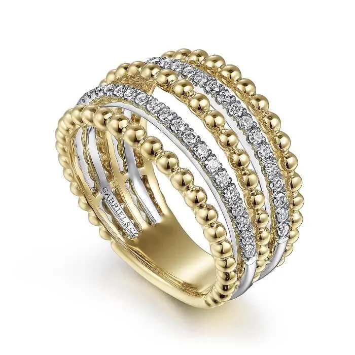 Gabriel 14K Yellow Gold Diamond Five Row Bujukan Ring LR51667M45JJ