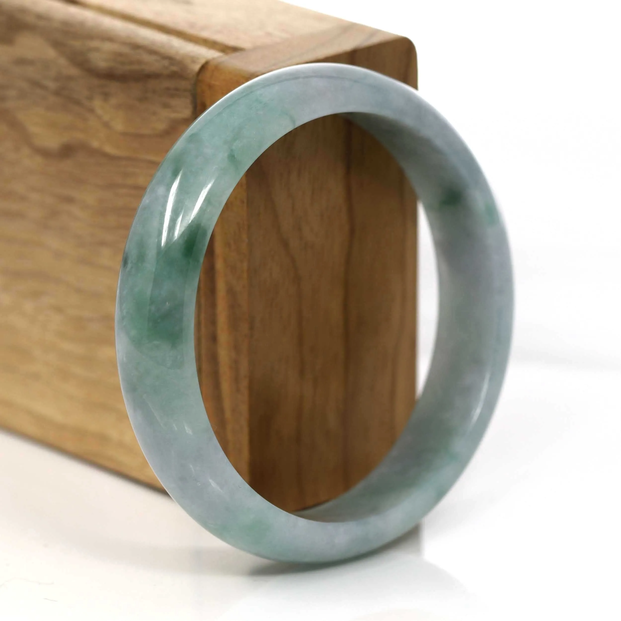 Genuine Burmese Forest Green Jadeite Jade Bangle Bracelet (57.03 mm) #660