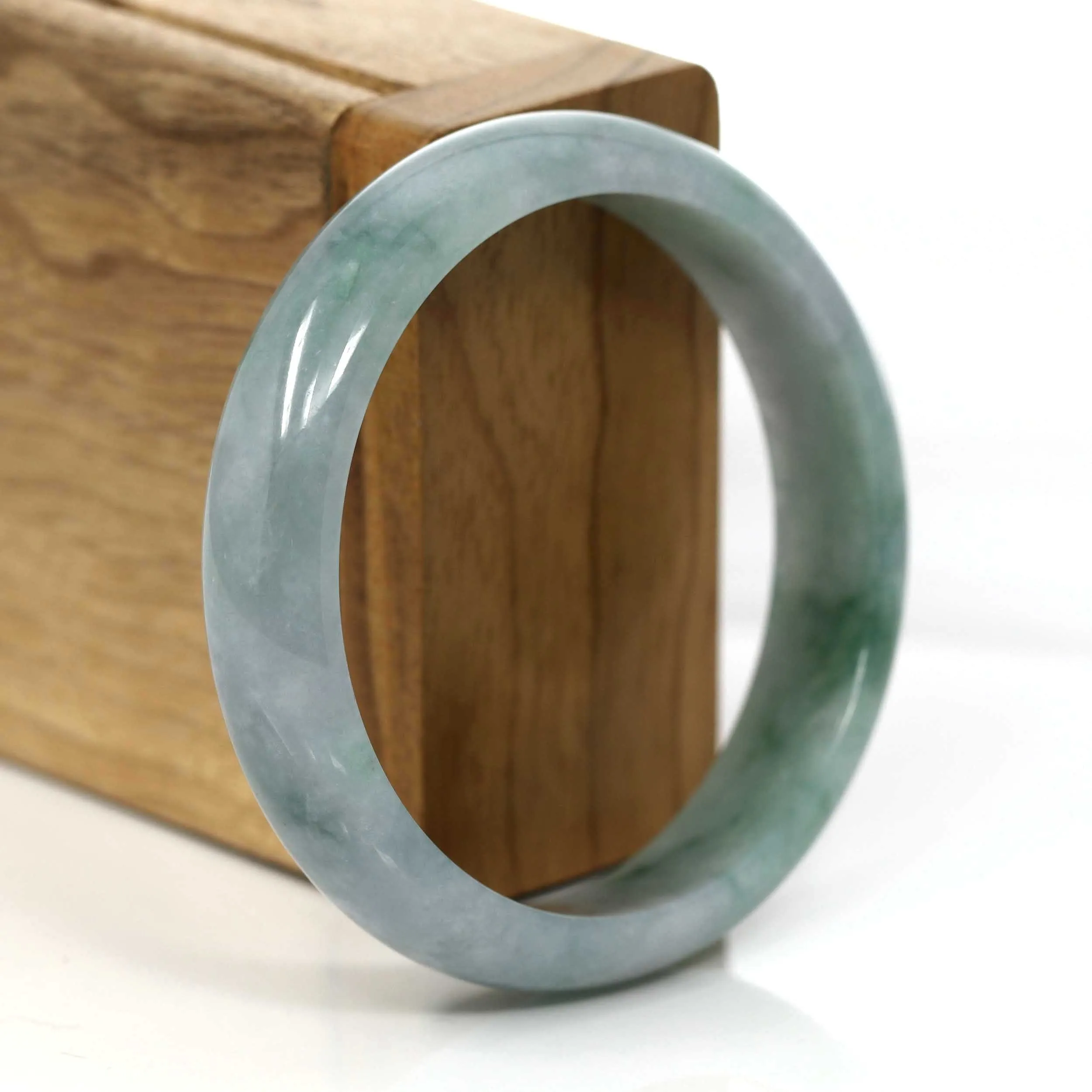 Genuine Burmese Forest Green Jadeite Jade Bangle Bracelet (57.03 mm) #660